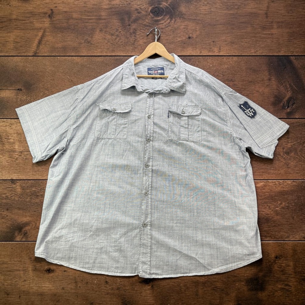 Ecko Unltd Mens 6XL Big Tall Short Sleeve Shirt Blue Crosshatch Division East